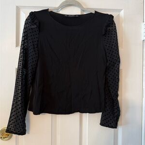Zara Black Polka Dot Sleeve Blouse